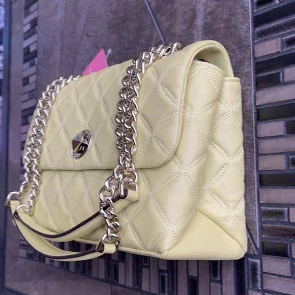 Kate Spade Natalia Smooth Leather Medium Flap Shoulder Bag Frosty Lime - Picture 3 of 16